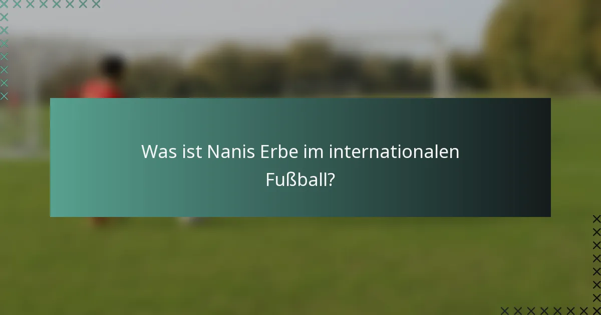 Was ist Nanis Erbe im internationalen Fußball?
