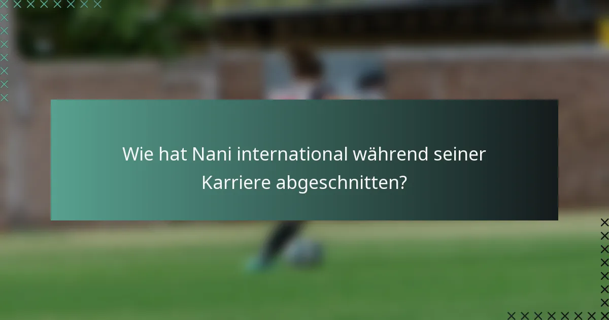 Wie hat Nani international während seiner Karriere abgeschnitten?