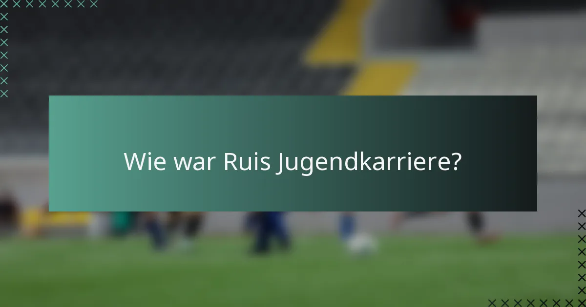 Wie war Ruis Jugendkarriere?